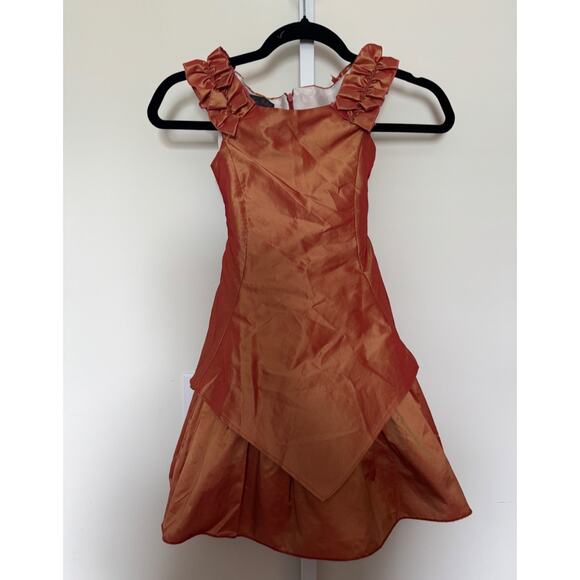 Emma La Folie Paris Formal Gown Girls Size 6 Made in Paris Orange Iridescent - Picture 1 of 6